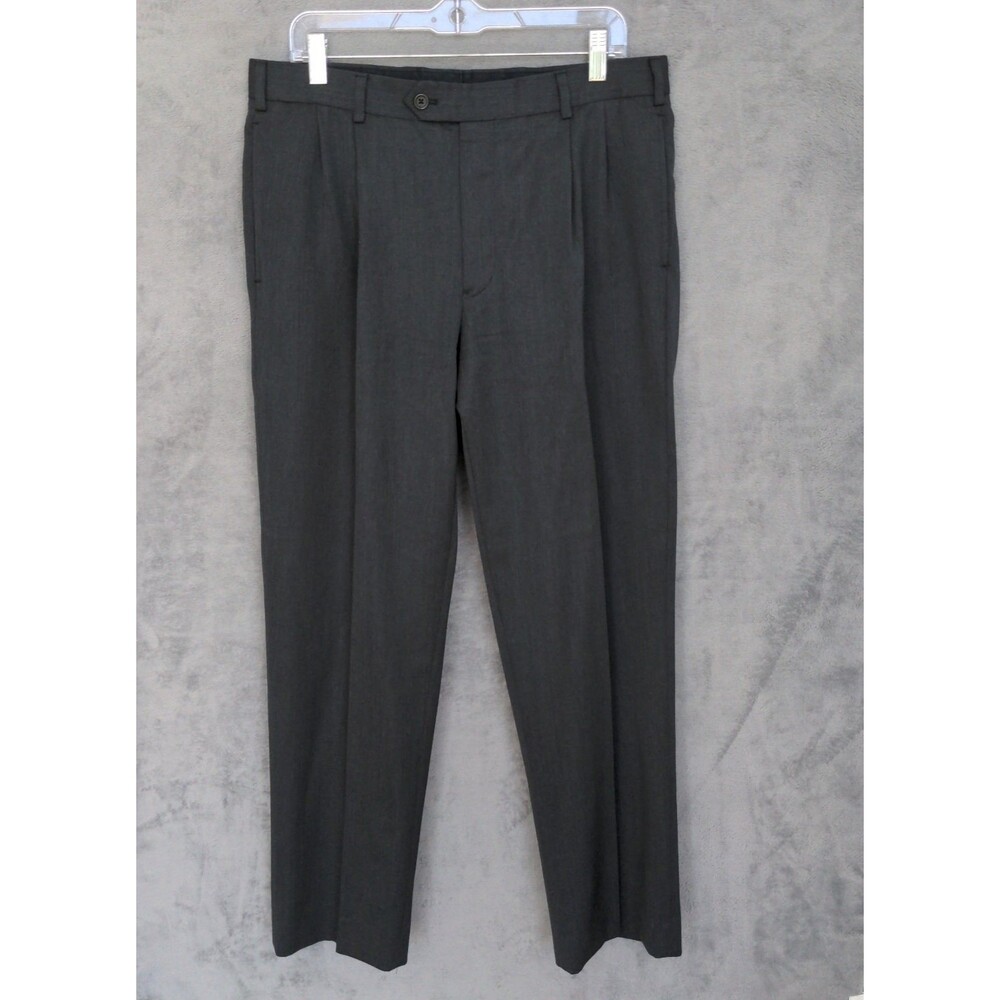 Brooks Brothers Madison Fit Dress Pants Mens 34x31 Gray Wool Pleated Trousers
